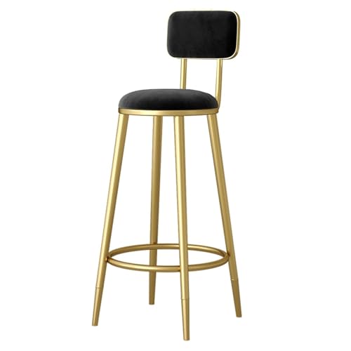 MBNKMEBU Hohe Küchenbarhocker mit stabilem Stahlrahmen, Barstühle mit Rückenlehne und Fußstütze, Industrie-Thekenhocker mit weicher PU-Sitzfläche for Küche und Wohnzimmer(Black,75cm) von MBNKMEBU