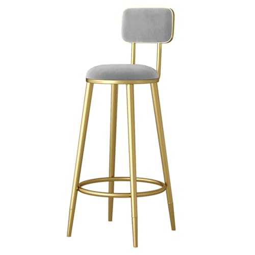 MBNKMEBU Hohe Küchenbarhocker mit stabilem Stahlrahmen, Barstühle mit Rückenlehne und Fußstütze, Industrie-Thekenhocker mit weicher PU-Sitzfläche for Küche und Wohnzimmer(Grey,65cm) von MBNKMEBU