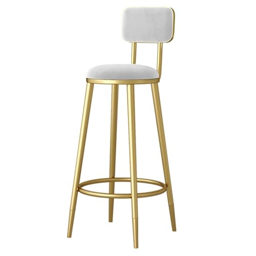 MBNKMEBU Hohe Küchenbarhocker mit stabilem Stahlrahmen, Barstühle mit Rückenlehne und Fußstütze, Industrie-Thekenhocker mit weicher PU-Sitzfläche for Küche und Wohnzimmer(White,75cm) von MBNKMEBU