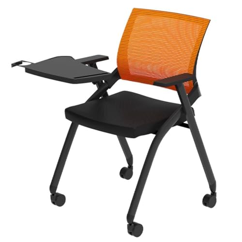 MBNKMEBU Klappbare Bürostühle, stapelbar, for Büro, Gäste, Chir for ergonomische Rückenlehne und Armlehnen aus Netzgewebe, for Büro, Schule, Konferenz, Warten(Orange) von MBNKMEBU
