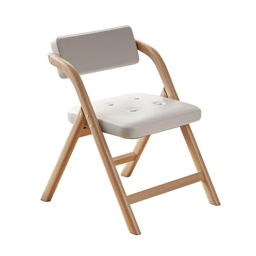 MBNKMEBU Klappbare Esszimmerstühle, gepolsterter Küchenstuhl mit gepolsterter Sitzfläche und Rückenlehne, Moderne Seitenstühle mit Beinen aus Gummibaumholz for das Home Office(Beige) von MBNKMEBU