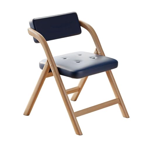 MBNKMEBU Klappbare Esszimmerstühle, gepolsterter Küchenstuhl mit gepolsterter Sitzfläche und Rückenlehne, Moderne Seitenstühle mit Beinen aus Gummibaumholz for das Home Office(Blauw) von MBNKMEBU