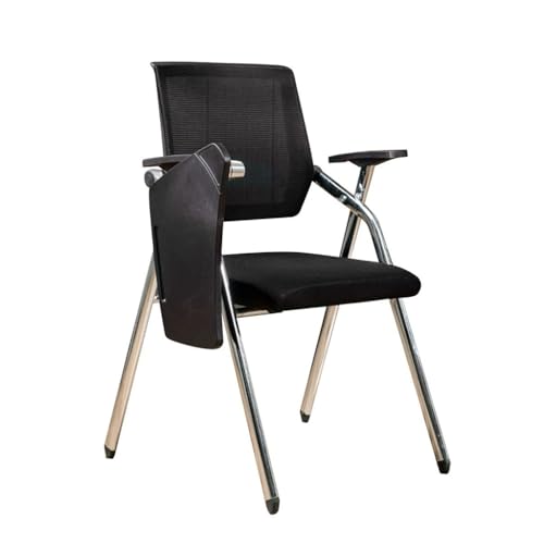 MBNKMEBU Klappbarer Bürostuhl mit Lordosenstütze und Armlehne, ergonomischer Bürostuhl, Konferenzstuhl, Akzentstühle for Zuhause, breite Sitzfläche for Unternehmen(Black,A) von MBNKMEBU