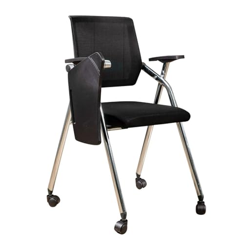 MBNKMEBU Klappbarer Bürostuhl mit Lordosenstütze und Armlehne, ergonomischer Bürostuhl, Konferenzstuhl, Akzentstühle for Zuhause, breite Sitzfläche for Unternehmen(Black,B) von MBNKMEBU