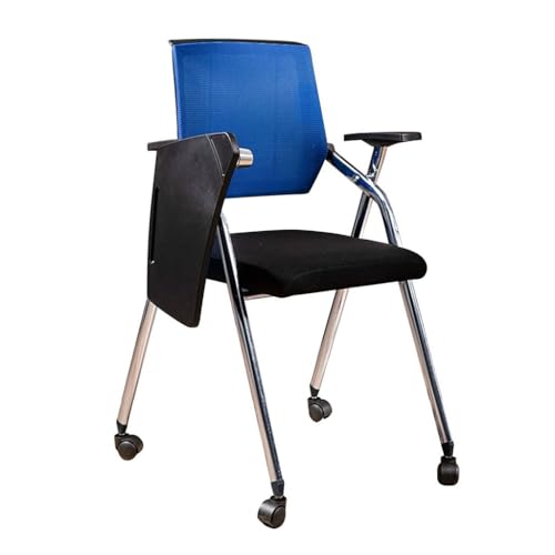 MBNKMEBU Klappbarer Bürostuhl mit Lordosenstütze und Armlehne, ergonomischer Bürostuhl, Konferenzstuhl, Akzentstühle for Zuhause, breite Sitzfläche for Unternehmen(Blauw,B) von MBNKMEBU