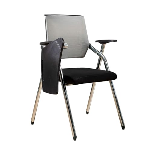 MBNKMEBU Klappbarer Bürostuhl mit Lordosenstütze und Armlehne, ergonomischer Bürostuhl, Konferenzstuhl, Akzentstühle for Zuhause, breite Sitzfläche for Unternehmen(Grey,A) von MBNKMEBU
