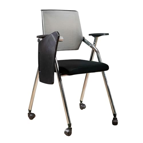 MBNKMEBU Klappbarer Bürostuhl mit Lordosenstütze und Armlehne, ergonomischer Bürostuhl, Konferenzstuhl, Akzentstühle for Zuhause, breite Sitzfläche for Unternehmen(Grey,B) von MBNKMEBU