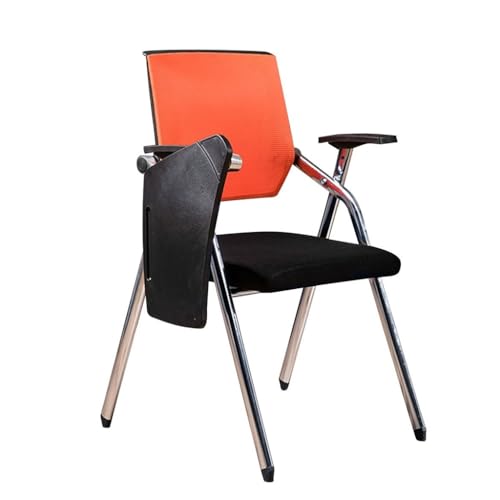 MBNKMEBU Klappbarer Bürostuhl mit Lordosenstütze und Armlehne, ergonomischer Bürostuhl, Konferenzstuhl, Akzentstühle for Zuhause, breite Sitzfläche for Unternehmen(Orange,A) von MBNKMEBU