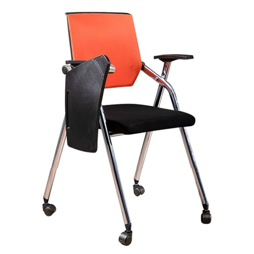 MBNKMEBU Klappbarer Bürostuhl mit Lordosenstütze und Armlehne, ergonomischer Bürostuhl, Konferenzstuhl, Akzentstühle for Zuhause, breite Sitzfläche for Unternehmen(Orange,B) von MBNKMEBU