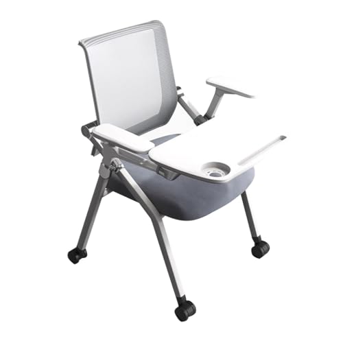 MBNKMEBU Klappbarer Bürostuhl mit Rollen, ergonomische Netzrückenlehne, stapelbare Konferenzraumstühle, Bürostuhl for Gäste, Empfang und Besprechungen(Light Gray,A) von MBNKMEBU