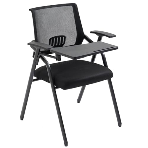 MBNKMEBU Klappbarer Computer-Schreibtischstuhl, Konferenzraumstuhl mit Armlehne, Büro-, Gäste-, Empfangs- und Besprechungsstuhl, ergonomisches Netzgewebe mit federnder Rückenlehne(Black) von MBNKMEBU