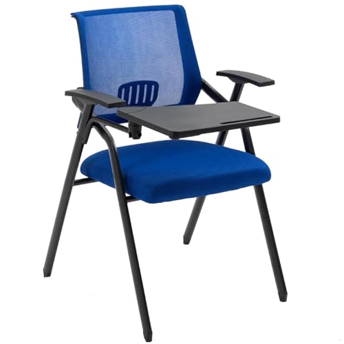 MBNKMEBU Klappbarer Computer-Schreibtischstuhl, Konferenzraumstuhl mit Armlehne, Büro-, Gäste-, Empfangs- und Besprechungsstuhl, ergonomisches Netzgewebe mit federnder Rückenlehne(Blauw) von MBNKMEBU