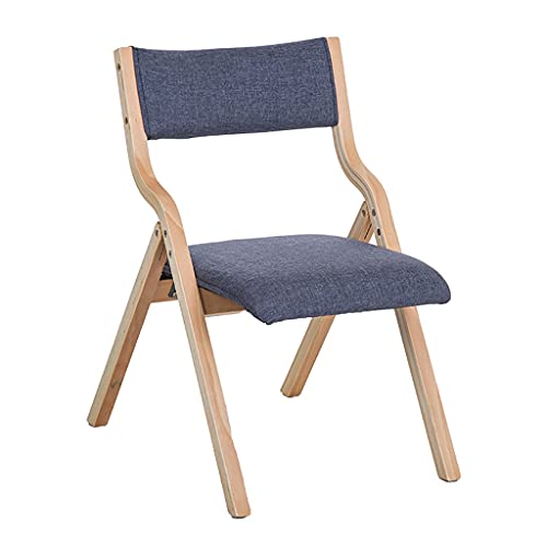 MBNKMEBU Klappbarer Strandstuhl aus Holz, Esszimmerstühle, Abnehmbarer Bezug, gepolstert, stapelbar, bequemer Einzelstuhl aus Holz for das Home Office(Blue-2) von MBNKMEBU