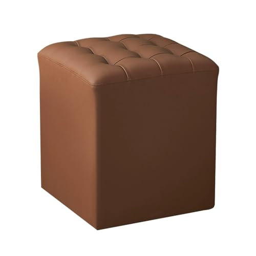 MBNKMEBU Kleiner osmanischer Hocker, Würfel, gepolsterter Sitz, Fußhocker, Pouffe, Fußhocker, Fußbank am Bett, Wechselschuhhocker for Eingangsbereich, Schlafzimmer(Dark Brown,S) von MBNKMEBU