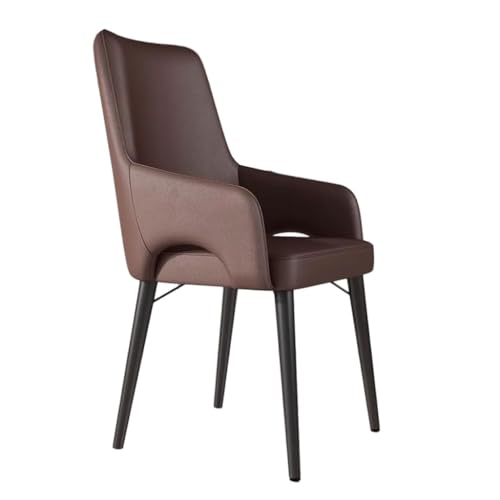MBNKMEBU Küchenthekenstühle, gepolsterte Stühle, Esszimmerstühle mit Metallbeinen, modernes Leder for Büroküchen-Seitenstuhl mit weichem Kissen und Rückenlehne(Dark Brown) von MBNKMEBU