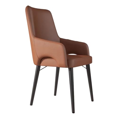 MBNKMEBU Küchenthekenstühle, gepolsterte Stühle, Esszimmerstühle mit Metallbeinen, modernes Leder for Büroküchen-Seitenstuhl mit weichem Kissen und Rückenlehne(Light Brown) von MBNKMEBU