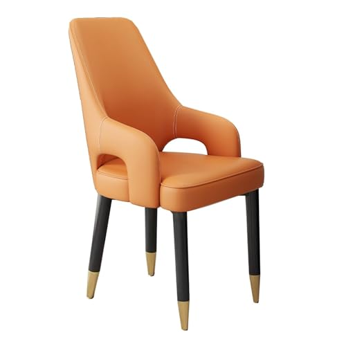 MBNKMEBU Leder-Esszimmerstühle for die Küche mit ergonomischen Armlehnen, Rückenlehne und stabilen Metallbeinen for das Wohnzimmer im Restaurant zu Hause(Orange) von MBNKMEBU