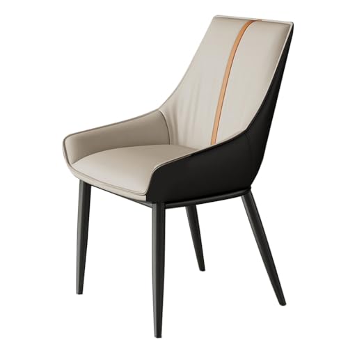 MBNKMEBU Mid-Century Modern Esszimmerstühle, Gepolsterte Küchen-Esszimmerstühle, Bequemer Esszimmerstuhl aus PU-Leder mit Metallbeinen for Küche und Wohnzimmer(Light Gray) von MBNKMEBU