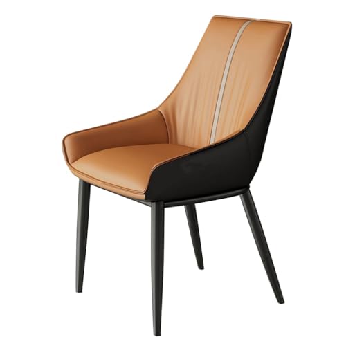 MBNKMEBU Mid-Century Modern Esszimmerstühle, Gepolsterte Küchen-Esszimmerstühle, Bequemer Esszimmerstuhl aus PU-Leder mit Metallbeinen for Küche und Wohnzimmer(Orange) von MBNKMEBU
