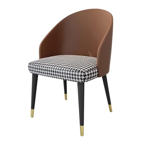 MBNKMEBU Mid Century Modern Esszimmerstühle, gepolsterter Küchenstuhl aus Leder mit ergonomischer Rückenlehne und Metallbeinen(Bruin) von MBNKMEBU