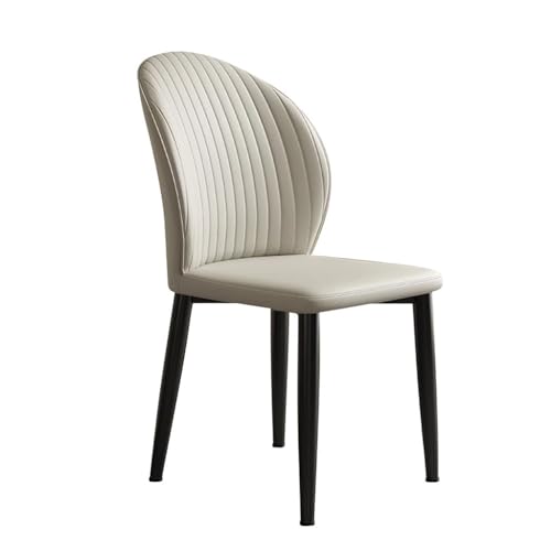MBNKMEBU Moderne Esszimmerstühle, Küchenstuhl, Mid-Century-Küchenstuhl mit Rückenlehne, armloser Akzentsitz aus Kunstleder mit Metallbeinen for Wohnzimmer, Schlafzimmer, Schminktisch, Lounge(Beige) von MBNKMEBU