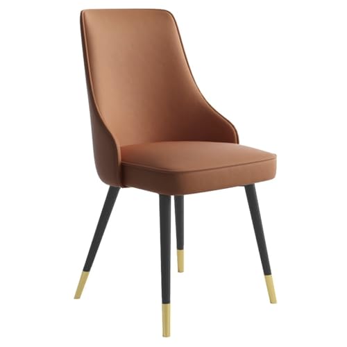 MBNKMEBU Moderne Esszimmerstühle, gepolsterte Küchenstühle mit hoher Rückenlehne, Freizeit-Akzentstuhl aus Kunstleder im Mid-Century-Stil, Wohnzimmer-Beistellstuhl mit Metallbeinen(Dark Brown) von MBNKMEBU