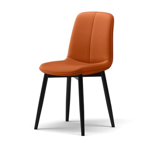 MBNKMEBU Moderne Küchen- und Esszimmerstühle aus PU-Leder ohne Armlehnen, gepolsterte Akzent-Seitenstühle mit Metallbeinen for Küche und Wohnzimmer(Orange) von MBNKMEBU