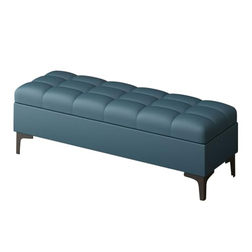 MBNKMEBU Moderne Schuhbänke mit gepolstertem Sitz, multifunktionale Bank for Flur und Schlafzimmer, Aufbewahrungsbank am Ende des Bettes mit Metallbeinen for das Wohnzimmer(Blauw,80cm) von MBNKMEBU
