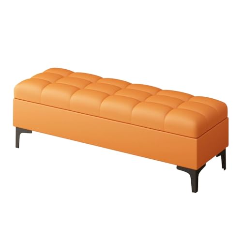 MBNKMEBU Moderne Schuhbänke mit gepolstertem Sitz, multifunktionale Bank for Flur und Schlafzimmer, Aufbewahrungsbank am Ende des Bettes mit Metallbeinen for das Wohnzimmer(Orange,100cm) von MBNKMEBU