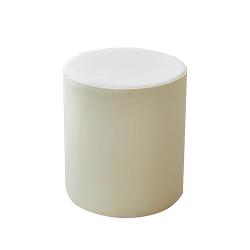 MBNKMEBU Moderner runder Leder-Ottomane, multifunktionaler Boden-Pouf, Ottomane, Fußstütze, Fußhocker, Pouf, Fußhocker for Wohnzimmer, Schlafzimmer(Beige) von MBNKMEBU