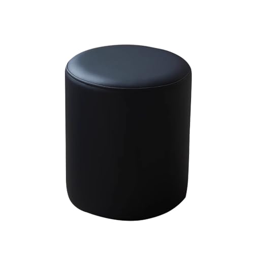 MBNKMEBU Moderner runder Leder-Ottomane, multifunktionaler Boden-Pouf, Ottomane, Fußstütze, Fußhocker, Pouf, Fußhocker for Wohnzimmer, Schlafzimmer(Black) von MBNKMEBU
