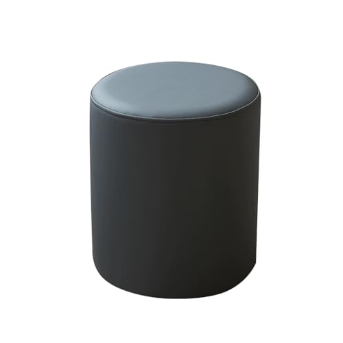 MBNKMEBU Moderner runder Leder-Ottomane, multifunktionaler Boden-Pouf, Ottomane, Fußstütze, Fußhocker, Pouf, Fußhocker for Wohnzimmer, Schlafzimmer(Dark Gray) von MBNKMEBU