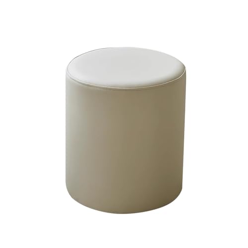 MBNKMEBU Moderner runder Leder-Ottomane, multifunktionaler Boden-Pouf, Ottomane, Fußstütze, Fußhocker, Pouf, Fußhocker for Wohnzimmer, Schlafzimmer(Khaki) von MBNKMEBU