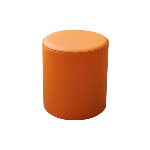 MBNKMEBU Moderner runder Leder-Ottomane, multifunktionaler Boden-Pouf, Ottomane, Fußstütze, Fußhocker, Pouf, Fußhocker for Wohnzimmer, Schlafzimmer(Orange) von MBNKMEBU