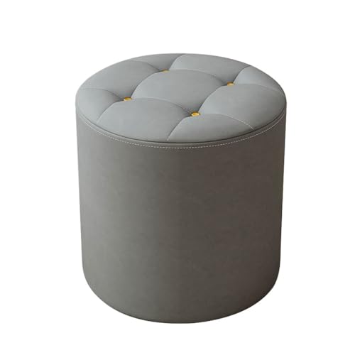 MBNKMEBU Multifunktionaler Schminkhocker, moderner runder Ottoman mit weich gepolstertem Sitz, gepolsterter Fußstützenhocker, Ottoman for Wohnzimmer, Schlafzimmer(Dark Gray) von MBNKMEBU