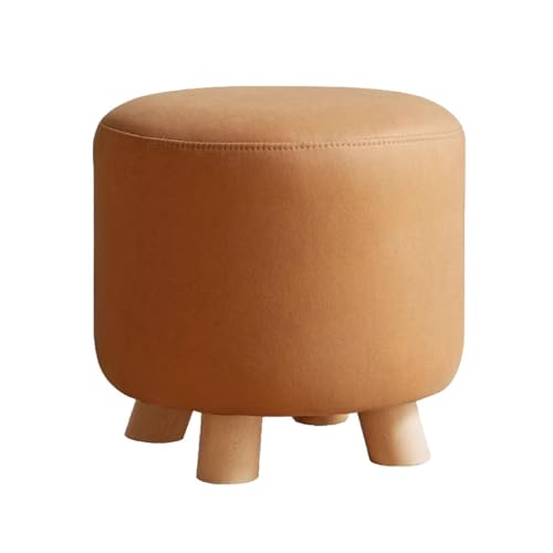 MBNKMEBU Runder Fußhocker, Ottomane for Couch, Schreibtisch, weicher Tritthocker, gepolsterte Fußstütze mit Holzbeinen, Möbel for Flur, Büro, Lounge, Wohnheim(Orange) von MBNKMEBU