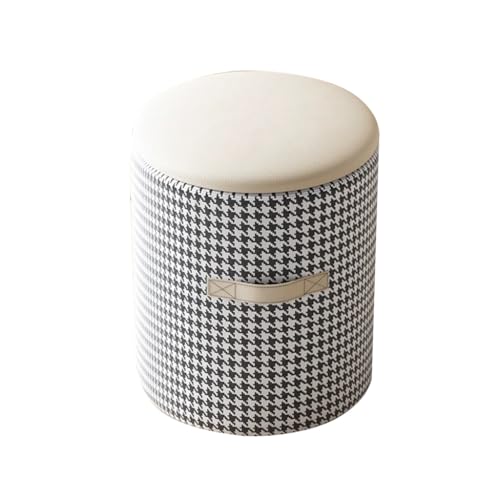 MBNKMEBU Runder Ottomane mit Stauraum, gepolsterter Lederhocker, Aufbewahrung, Ottomane, multifunktionale Fußstütze für Wohnzimmer (Beige) von MBNKMEBU