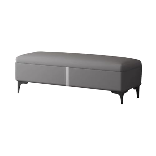 MBNKMEBU Sitzbänke mit Stauraum, gepolsterte Ottomanenbank aus Leder mit Metallbeinen, Sitzbank mit Stauraum am Eingang, Schlafzimmerbank, Sitzbank mit Stauraum for den Flur(Dark Gray,120cm) von MBNKMEBU