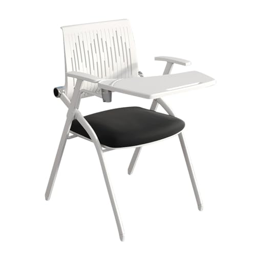 MBNKMEBU Stapelbare und Faltbare Konferenzraumstühle mit Lendenwirbelstütze und Armlehne – ergonomische Netzrückenlehne for Büro-, Besprechungs- und Konferenzräume(Black-1) von MBNKMEBU