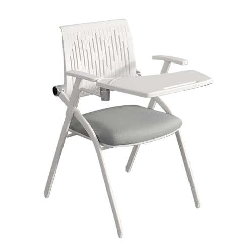 MBNKMEBU Stapelbare und Faltbare Konferenzraumstühle mit Lendenwirbelstütze und Armlehne – ergonomische Netzrückenlehne for Büro-, Besprechungs- und Konferenzräume(Grey) von MBNKMEBU