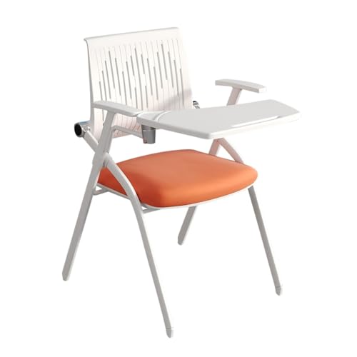 MBNKMEBU Stapelbare und Faltbare Konferenzraumstühle mit Lendenwirbelstütze und Armlehne – ergonomische Netzrückenlehne for Büro-, Besprechungs- und Konferenzräume(Orange) von MBNKMEBU