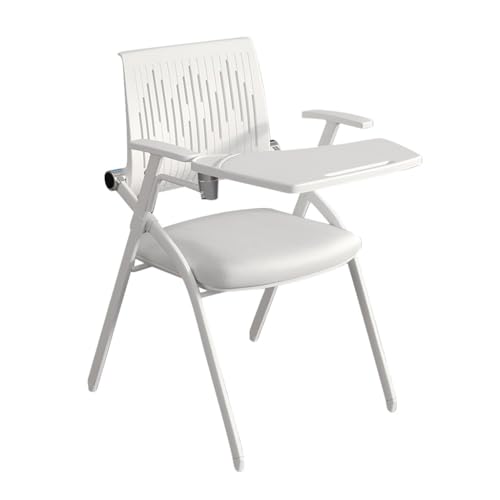 MBNKMEBU Stapelbare und Faltbare Konferenzraumstühle mit Lendenwirbelstütze und Armlehne – ergonomische Netzrückenlehne for Büro-, Besprechungs- und Konferenzräume(White) von MBNKMEBU