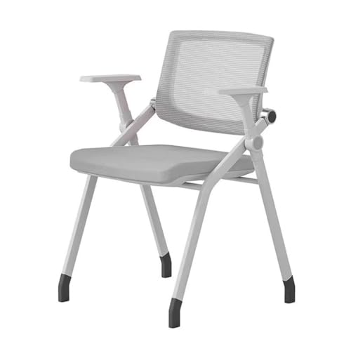 MBNKMEBU Stapelbarer Konferenzraumstuhl, klappbarer Büroschreibtischstuhl mit Lendenwirbelstütze und Armlehne, Bürogästestühle und Empfangsstühle mit Rollen(Grey,A) von MBNKMEBU