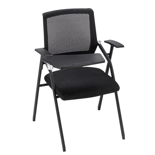 MBNKMEBU Studentenstuhl mit angeschlossenem Schreibtisch, Faltbarer Computer-Schreibtischstuhl, Netz-Bürostuhl mit Schreibtafel, Tablet-Sessel(Black) von MBNKMEBU