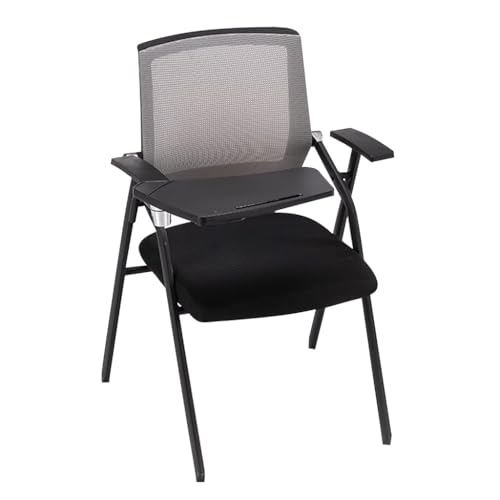 MBNKMEBU Studentenstuhl mit angeschlossenem Schreibtisch, Faltbarer Computer-Schreibtischstuhl, Netz-Bürostuhl mit Schreibtafel, Tablet-Sessel(Grey) von MBNKMEBU