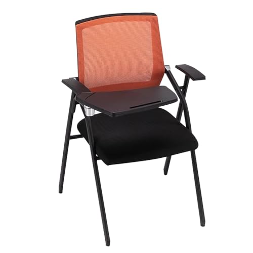 MBNKMEBU Studentenstuhl mit angeschlossenem Schreibtisch, Faltbarer Computer-Schreibtischstuhl, Netz-Bürostuhl mit Schreibtafel, Tablet-Sessel(Orange) von MBNKMEBU