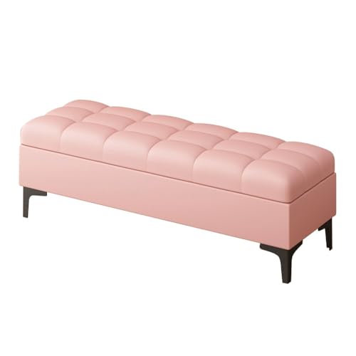 MBNKMEBU Moderne Schuhbänke mit gepolstertem Sitz, multifunktionale Bank for Flur und Schlafzimmer, Aufbewahrungsbank am Ende des Bettes mit Metallbeinen for das Wohnzimmer(Roze,120cm) von MBNKMEBU