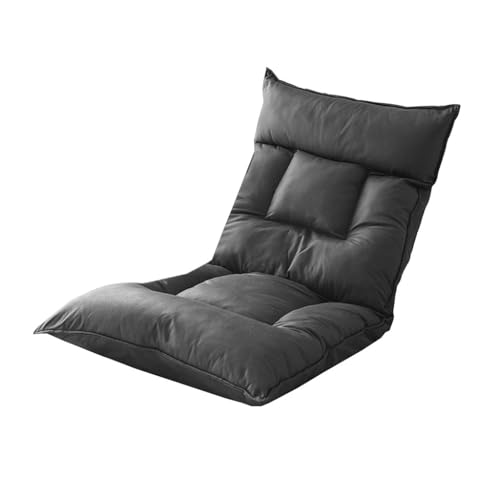 Window Lazy Lounge Chairs Sitz Einzelsofa Klappbarer Liegesessel mit Seitentasche, 42 verstellbare Positionen Klappbare Gartenstühle Liegender Wohnzimmer-Loungesessel for Schlafzimmer(Dark Gray) von MBNKMEBU