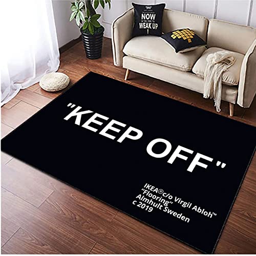 MBOAH Schwarzer Personalisierter Teppichläufer Modern 80X150cm Cool White Teppich für Ihren Teppich Wohnzimmer, Schlafzimmer, Esszimmer, Küche, Flur, Eingang oder Parkettböden von MBOAH