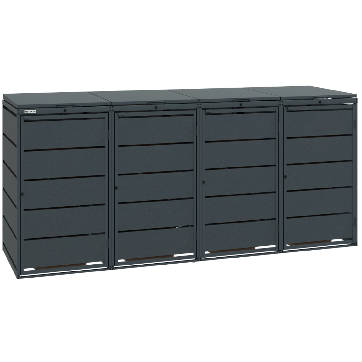 MBOX24 Classic Mülltonnenbox für 4 Mülltonnen (240L) aus Verzinktem Stahl  4er Metall Mülltonnenverkleidung in Anthrazit  Robust & Wetterfest von MBOX24